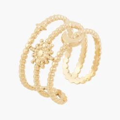Fashion Balaboosté Bague 3 rangs Acier Inoxydable - doré