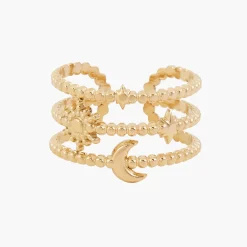 Fashion Balaboosté Bague 3 rangs Acier Inoxydable - doré