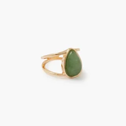 New Balaboosté Bague avec pierre fantaisie - vert et doré