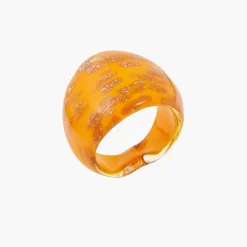 New Balaboosté Bague large en verre - jaune et doré