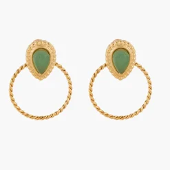 Online Balaboosté Boucles d'oreilles anneaux Acier Inoxydable - doré et vert