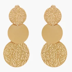 Clearance Balaboosté Boucles d'oreilles avec 3 disques martelés et lisses en acier