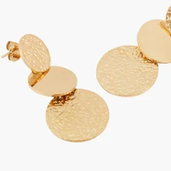 Clearance Balaboosté Boucles d'oreilles avec 3 disques martelés et lisses en acier