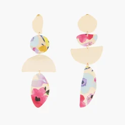 Clearance Balaboosté Boucles d'oreilles Balagane asymétriques à imprimé fleur