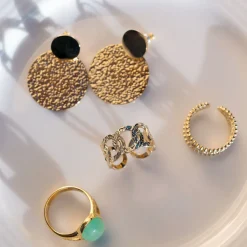 Fashion Balaboosté Boucles d'oreilles disques martelés Acier Inoxydable