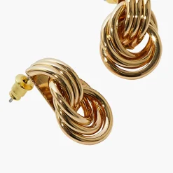 Cheap Balaboosté Boucles d'oreilles dorées anneaux entrelacés