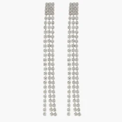 Cheap Balaboosté Boucles d'oreilles longues à strass argentées