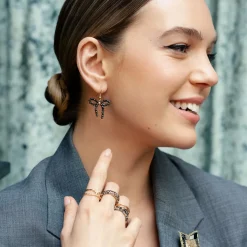 New Balaboosté Boucles d'oreilles noeud en perles noires