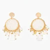 Cheap Balaboosté Boucles d'oreilles pendantes macramé - blanc et doré