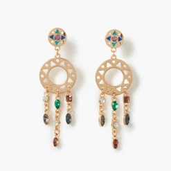Online Balaboosté Boucles d'oreilles pendantes cercle ajouré et strass