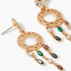 Online Balaboosté Boucles d'oreilles pendantes cercle ajouré et strass