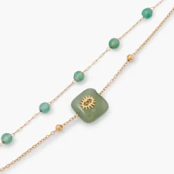 Flash Sale Balaboosté Bracelet 2 rangs en acier inoxydable et pierre d'Aventurine