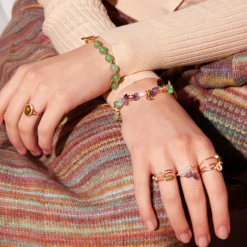 Flash Sale Balaboosté Bracelet pierres vertes et chaine à maillons