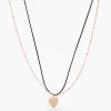 Shop Balaboosté Collier 2 rangs chaine et fil avec pendentif cœur