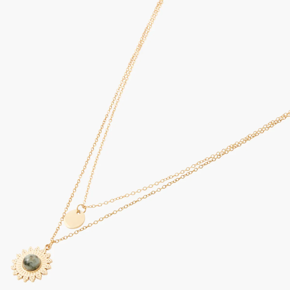 New Balaboosté Collier 2 rangs médaille Acier Inoxydable