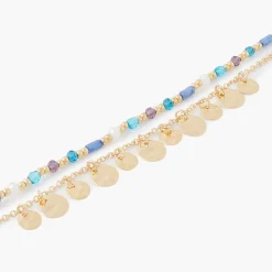 Fashion Balaboosté Collier 2 rangs perles fantaisie et pampilles