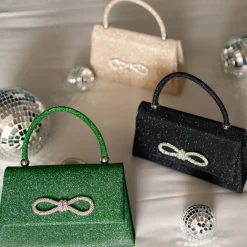 Flash Sale Balaboosté Petit sac à main vert à paillette avec noeud