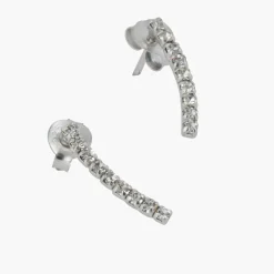 Sale Balaboosté Puces d'oreilles barre strass Argent Garanti Silver Idol