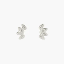 Store Balaboosté Puces d'oreilles pétales zirconium Argent Garanti
