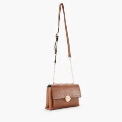 New Balaboosté Sac à bandoulière effet croco camel