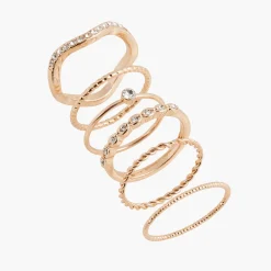 Best Balaboosté Set de 6 bagues à strass Hedonist