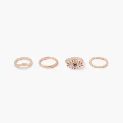 Outlet Balaboosté Set de 4 bagues assorties oeil