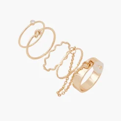 Clearance Balaboosté Set de 5 bagues fines dorées