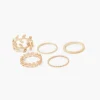 New Balaboosté Set de 5 bagues fines épi et strass