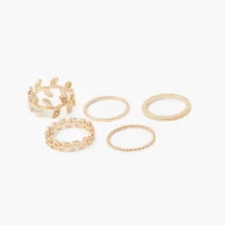 New Balaboosté Set de 5 bagues fines épi et strass