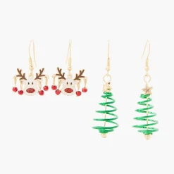 Cheap Balaboosté Set de 2 boucles d'oreilles Noël renne et sapin