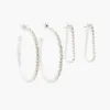 Sale Balaboosté Set de 2 boucles d'oreilles argentées à strass