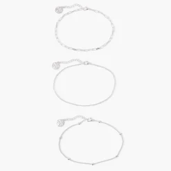 Best Balaboosté Set de 3 chaînes de cheville argentées