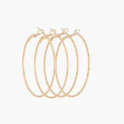 New Balaboosté Set de 2 créoles dorées lisses et ciselées
