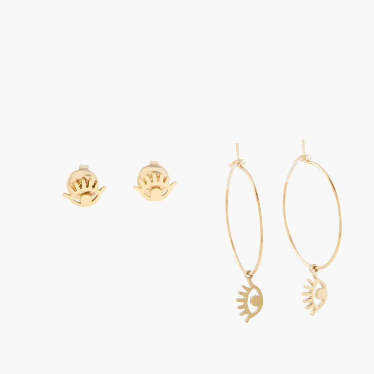 Fashion Balaboosté Set de 2 paires de boucles d'oreilles œil Acier Inoxydable