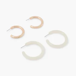 Discount Balaboosté Set de 2 paires de créoles métal et résine