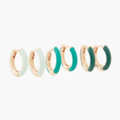 Flash Sale Balaboosté Set de 3 paires de petites créoles émaillées