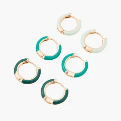 Flash Sale Balaboosté Set de 3 paires de petites créoles émaillées