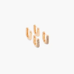 Store Balaboosté Set de 2 petites créoles carrées à strass