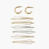 Online Balaboosté Set de 6 pinces et 1 paire de petite créole doré et argenté
