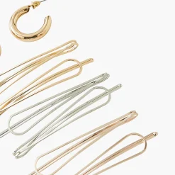 Online Balaboosté Set de 6 pinces et 1 paire de petite créole doré et argenté