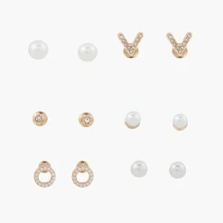 Shop Balaboosté Set de 6 puces d'oreilles perles et strass